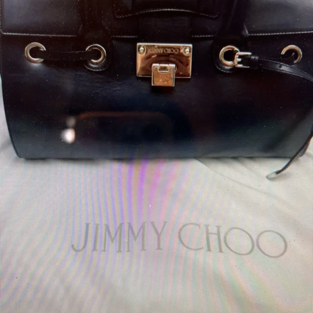 100% Authentic Jimmy Choo Rosalie Navy Leather Satchel Ret $1695